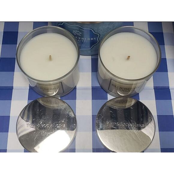 BBW Iced Blueberry Biscotti Large 3 Wick & Blueberry Sugar & Pie Single Wicks - Picture 2 of 5